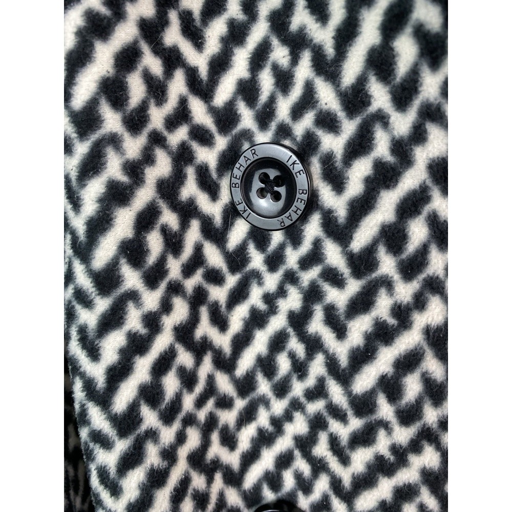 Ike Behar Women's M Black White Soft Double Breasted Trench Coat - Picture 2 of 7
